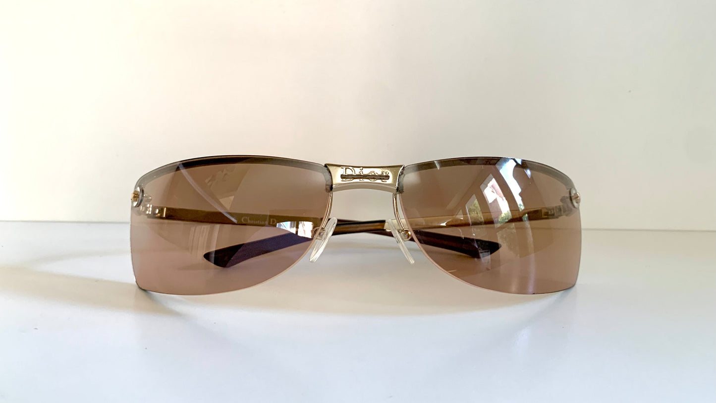 Christian Dior Vintage Sunglasses - Y2K Adiorable rose gold wrap rimless frames