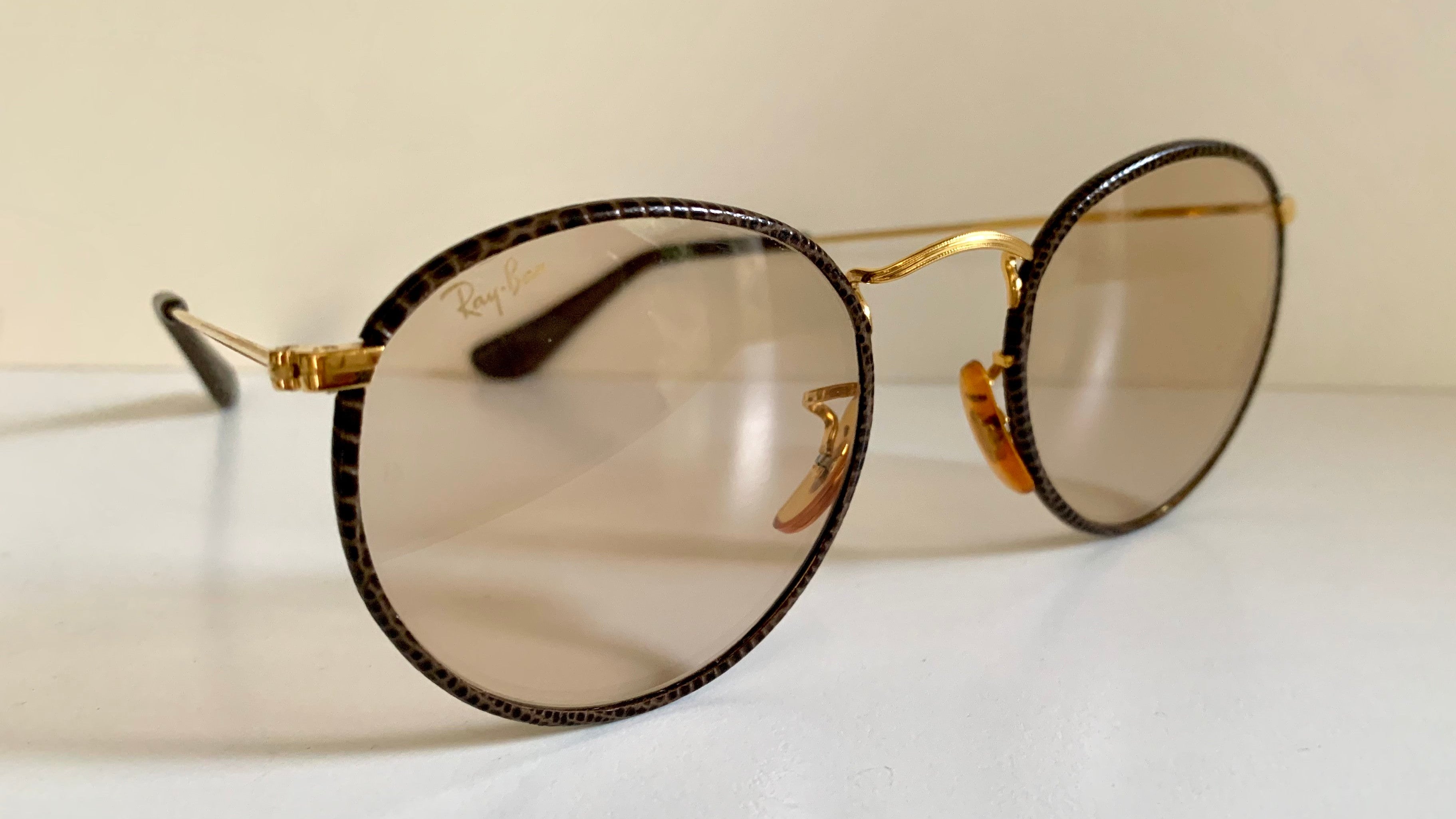 25 Ray-Ban　ROUND L 23年前の品 Ray Ban B&L USA Leathers Rounds changeables vintage sunglasses