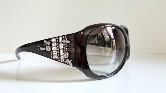 Vintage Y2K rare Dior Limited Sunglasses - Dark green frame with crystal