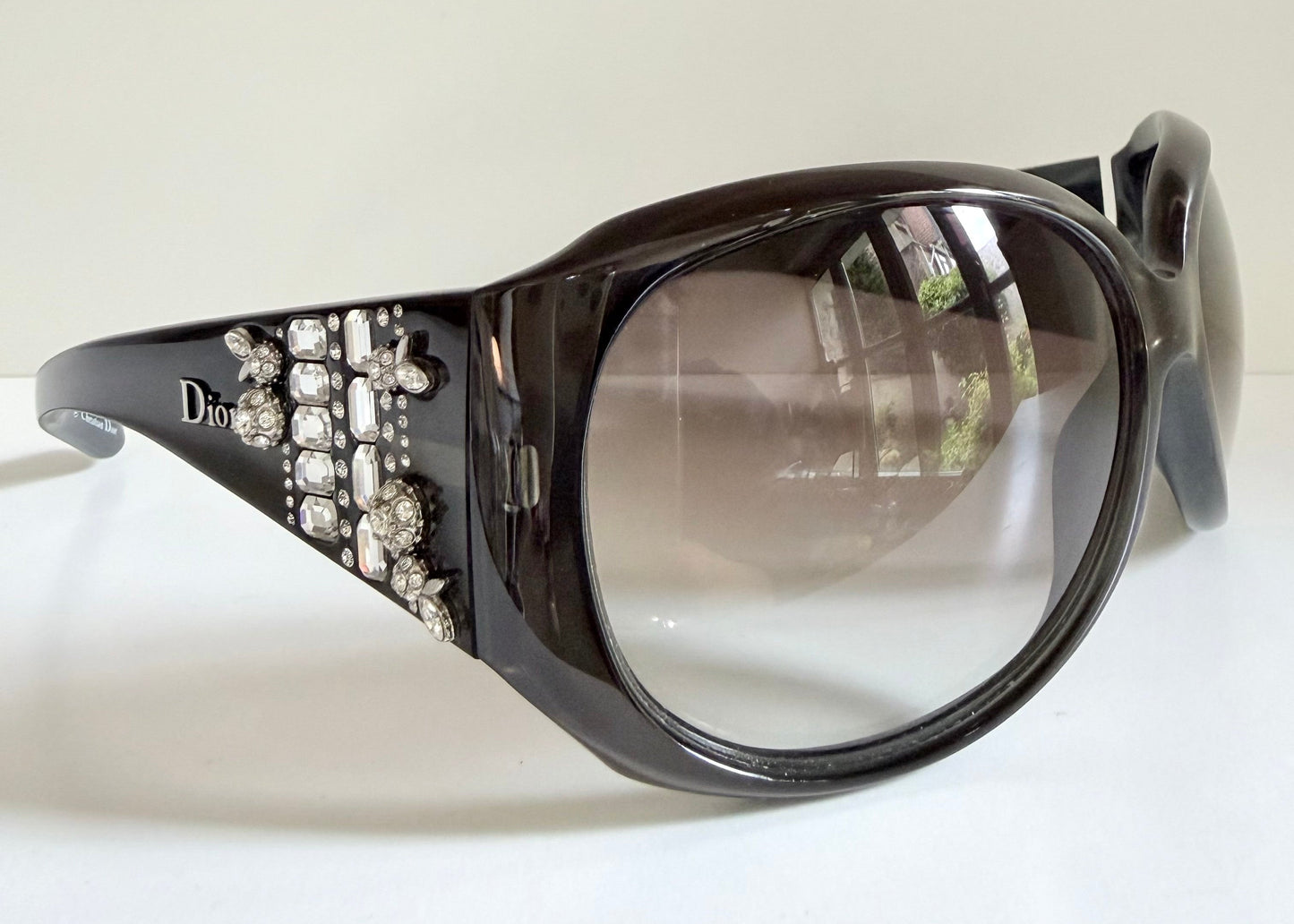 Vintage Y2K rare Dior Limited Sunglasses - Dark green frame with crystal