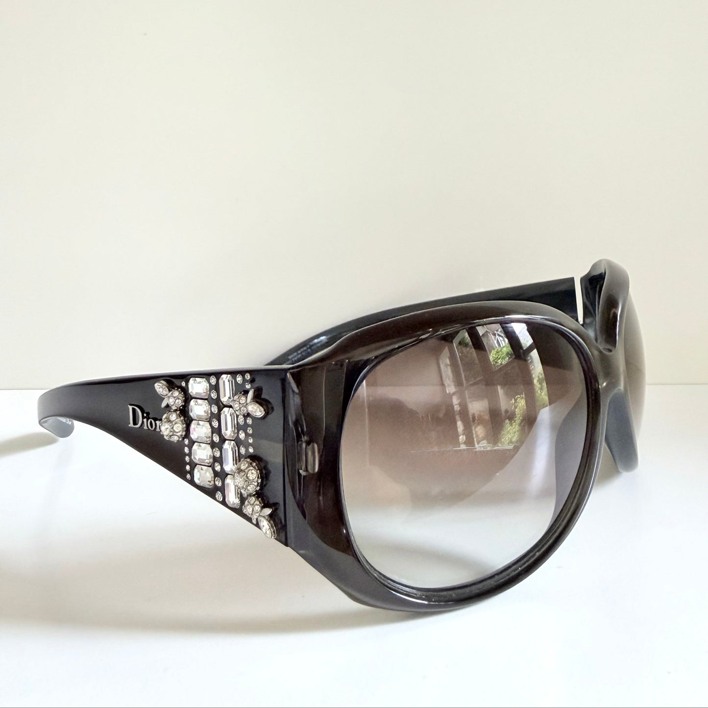 Vintage Y2K rare Dior Limited Sunglasses - Dark green frame with crystal