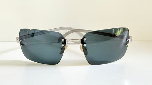 Fendi Y2K 00s vintage sunglasses - rimless blue frame with logos