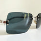 Fendi Y2K 00s vintage sunglasses - rimless blue frame with logos