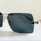 Fendi Y2K 00s vintage sunglasses - rimless blue frame with logos