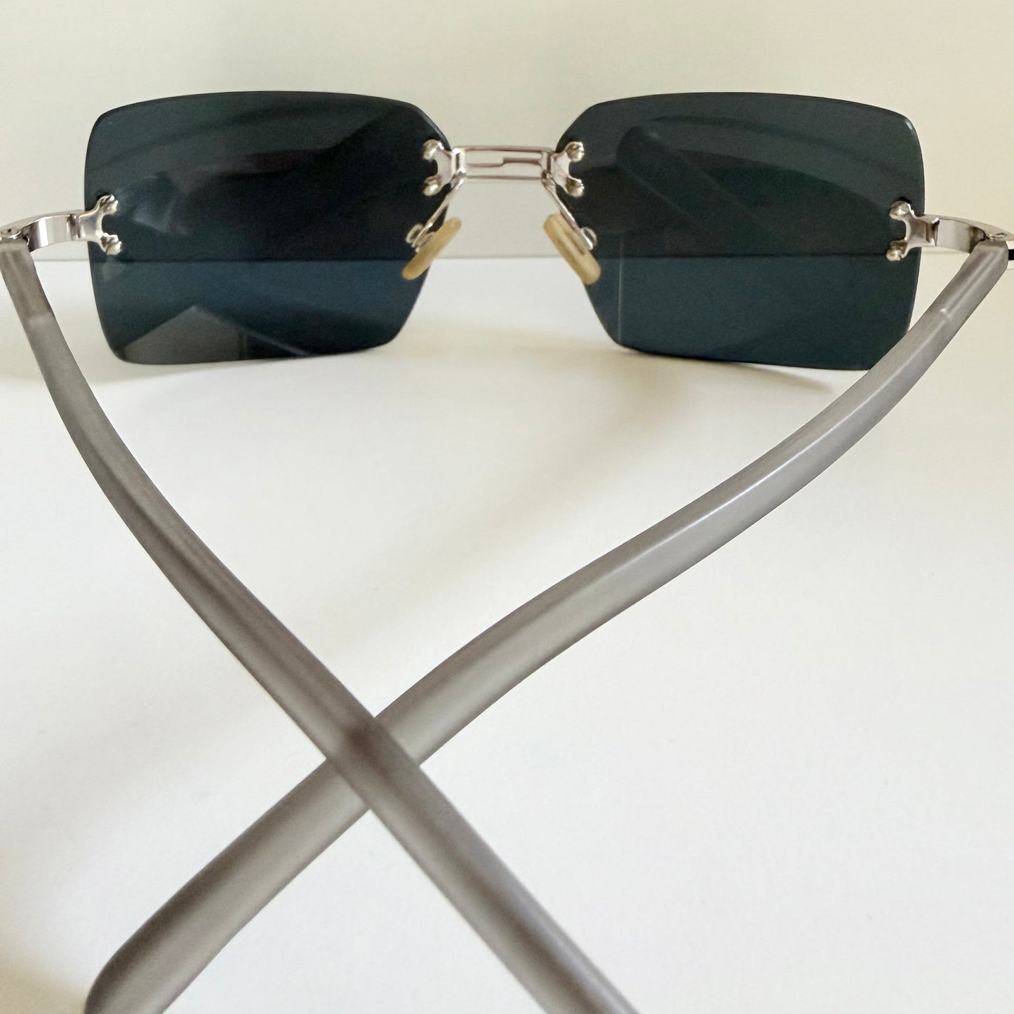 Fendi Y2K 00s vintage sunglasses - rimless blue frame with logos