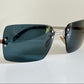 Fendi Y2K 00s vintage sunglasses - rimless blue frame with logos