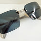 Fendi Y2K 00s vintage sunglasses - rimless blue frame with logos