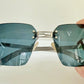 Fendi Y2K 00s vintage sunglasses - rimless blue frame with logos