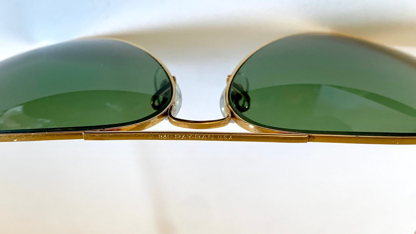 Ray Ban B&L USA vintage sunglasses - Aviator 62mm green and golden frames