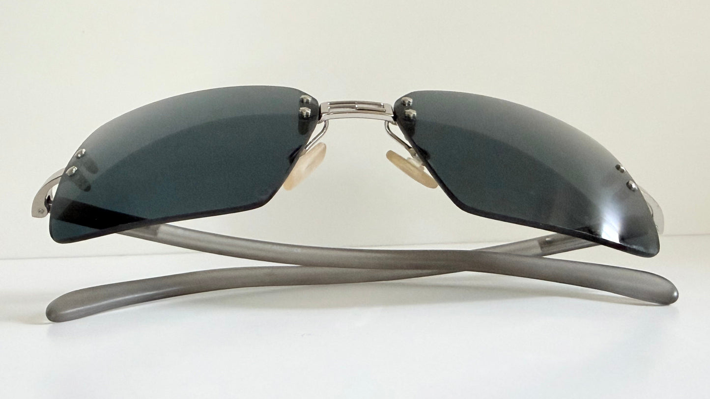Fendi Y2K 00s vintage sunglasses - rimless blue frame with logos