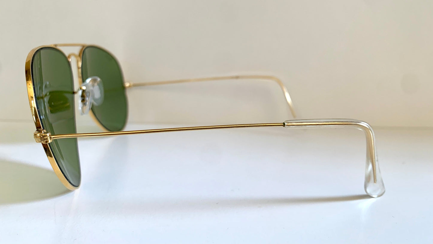 Ray Ban B&L USA vintage sunglasses - Aviator 62mm green and golden frames