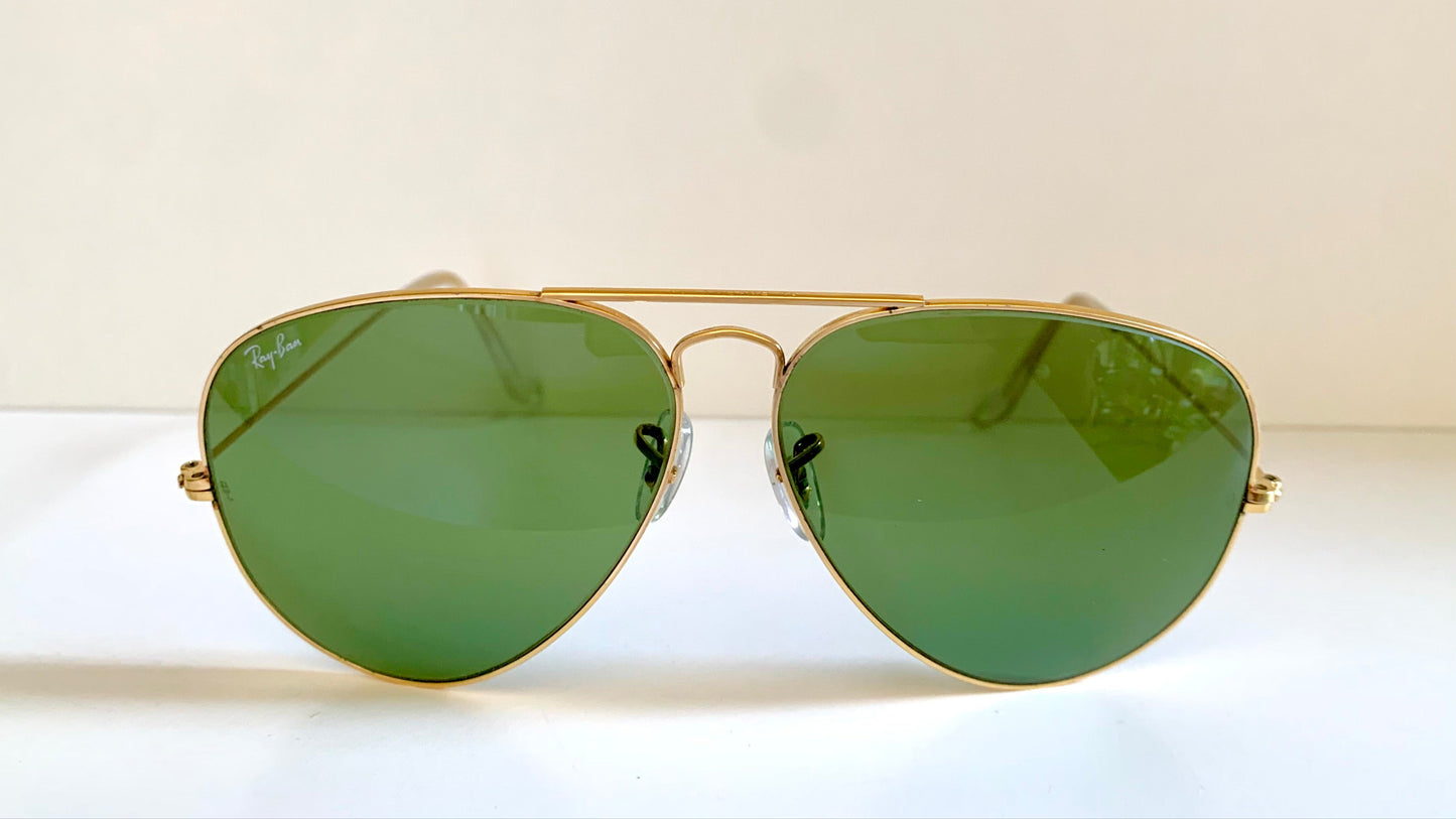 Ray Ban B&L USA vintage sunglasses - Aviator 62mm green and golden frames