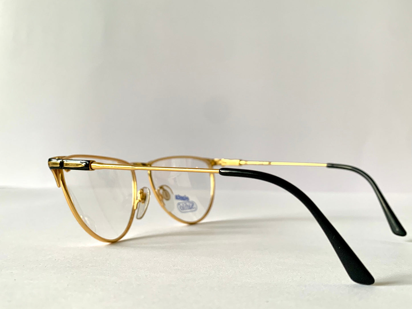 Safilo Elasta 80s vintage glasses - Golden metal and black frames