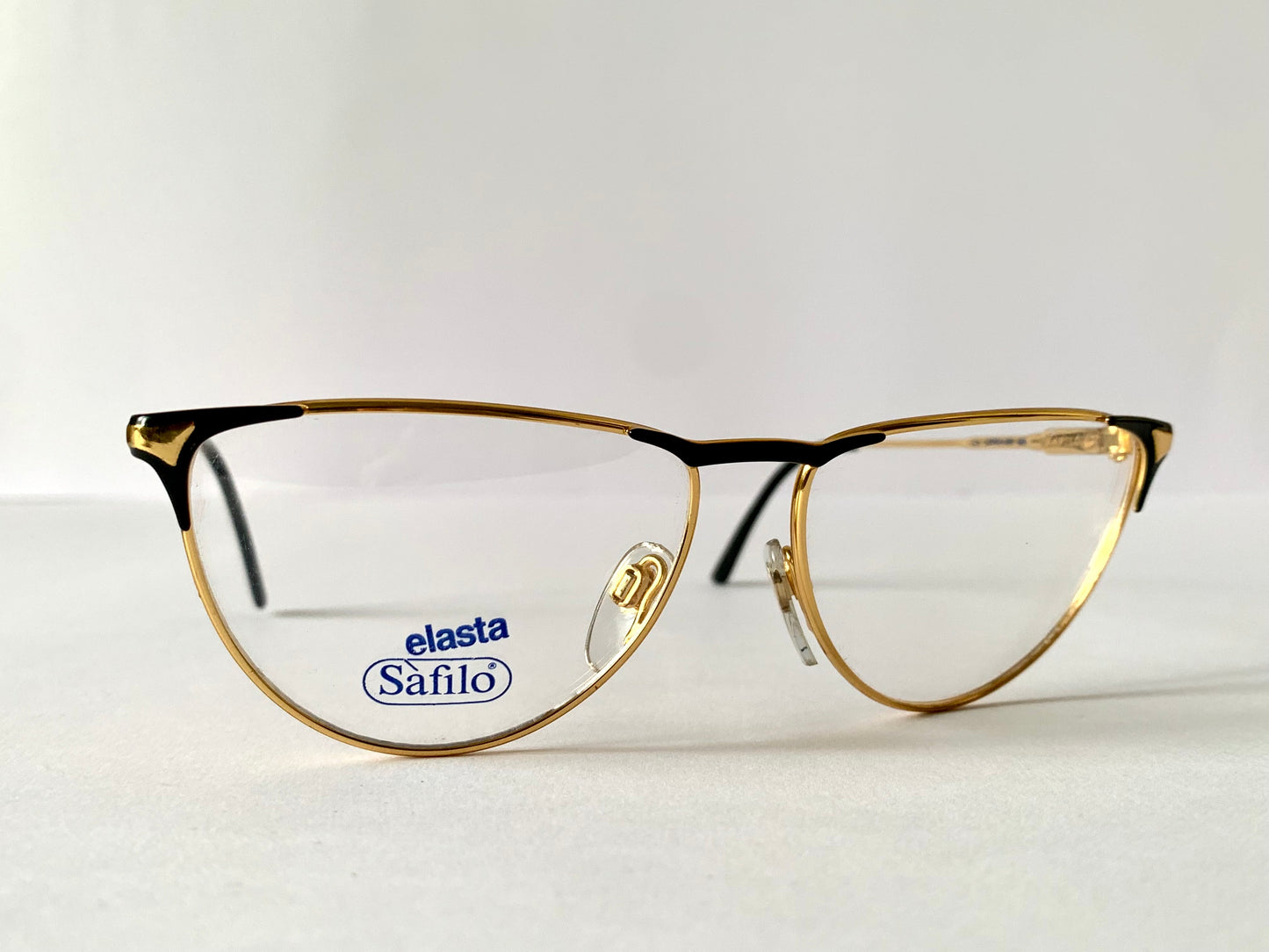 Safilo Elasta 80s vintage glasses - Golden metal and black frames