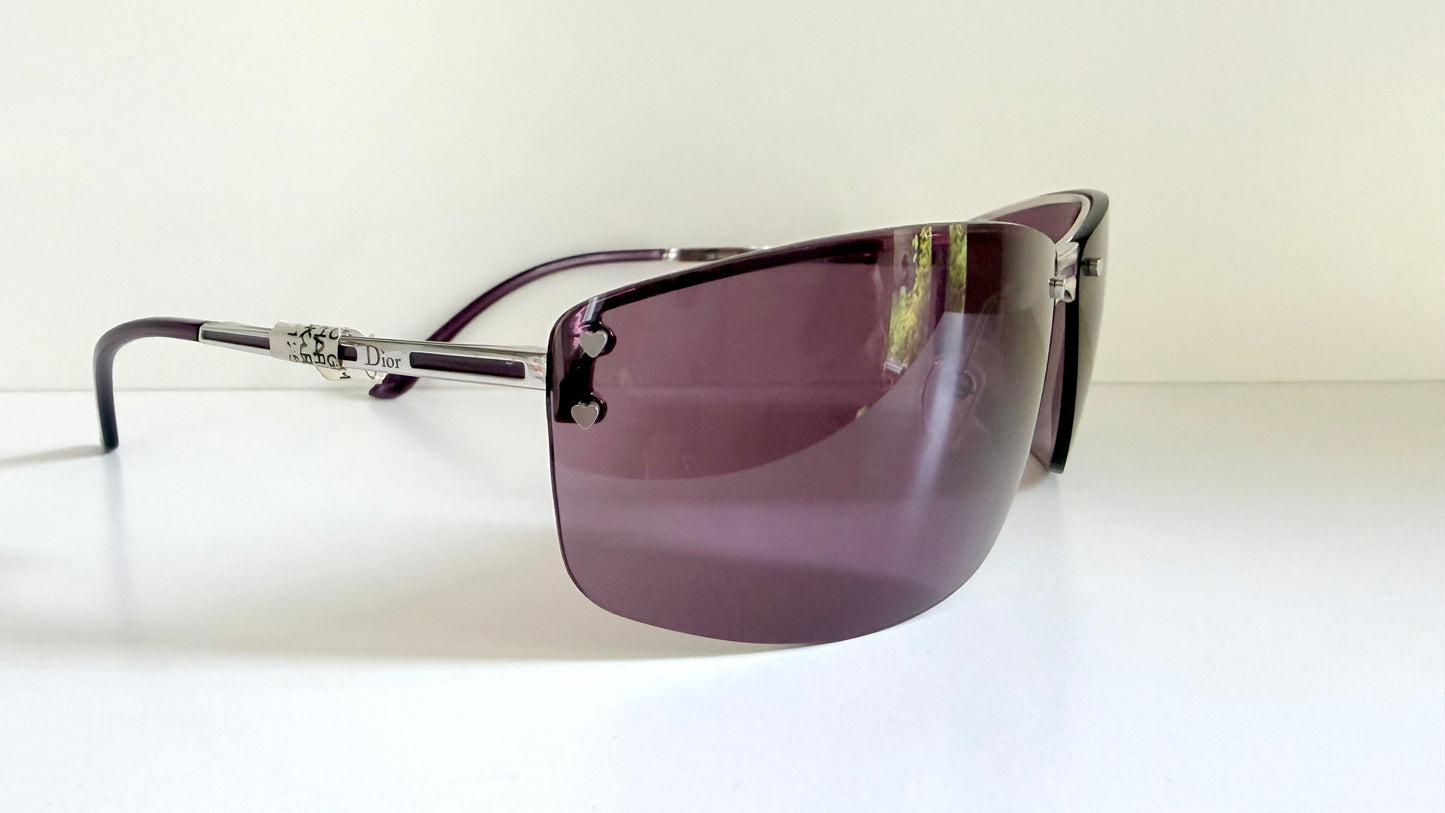 Christian Dior Vintage Sunglasses - Y2K Dior Charm 1 shield purple frames NOS