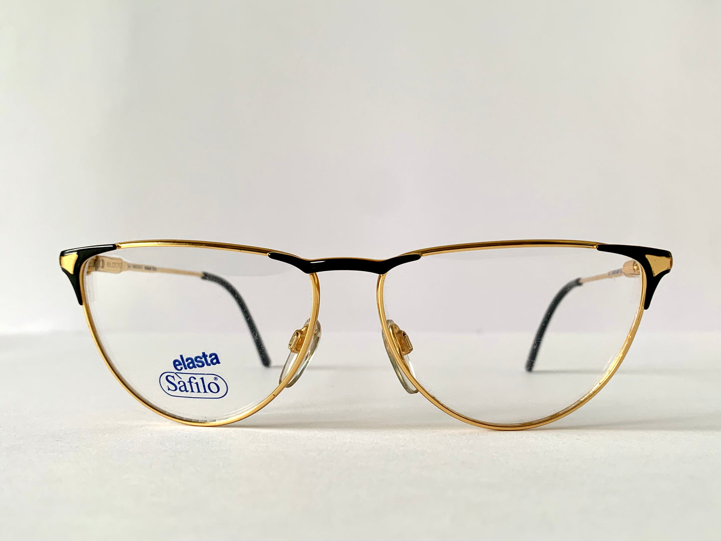 Safilo Elasta 80s vintage glasses - Golden metal and black frames