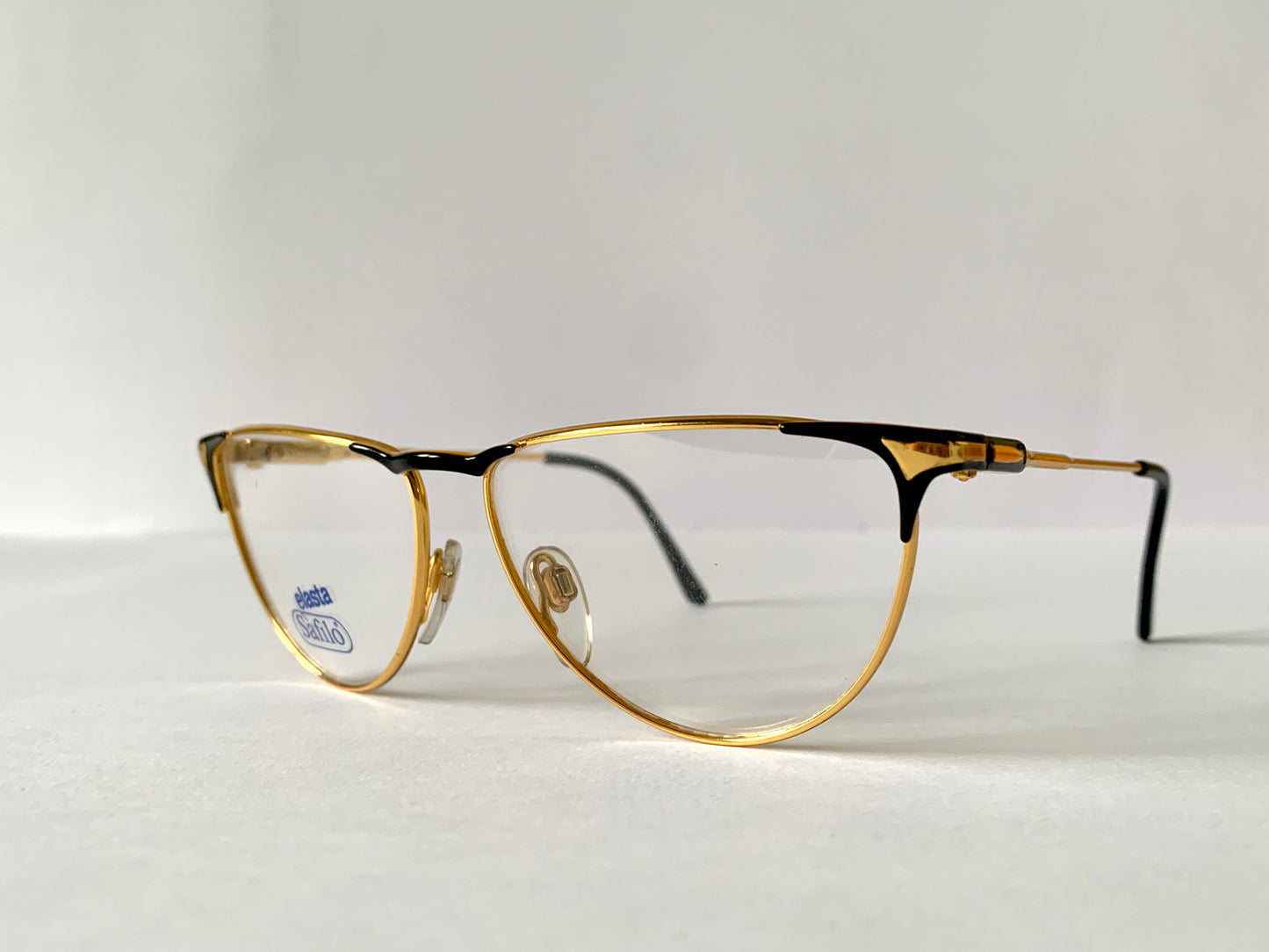 Safilo Elasta 80s vintage glasses - Golden metal and black frames