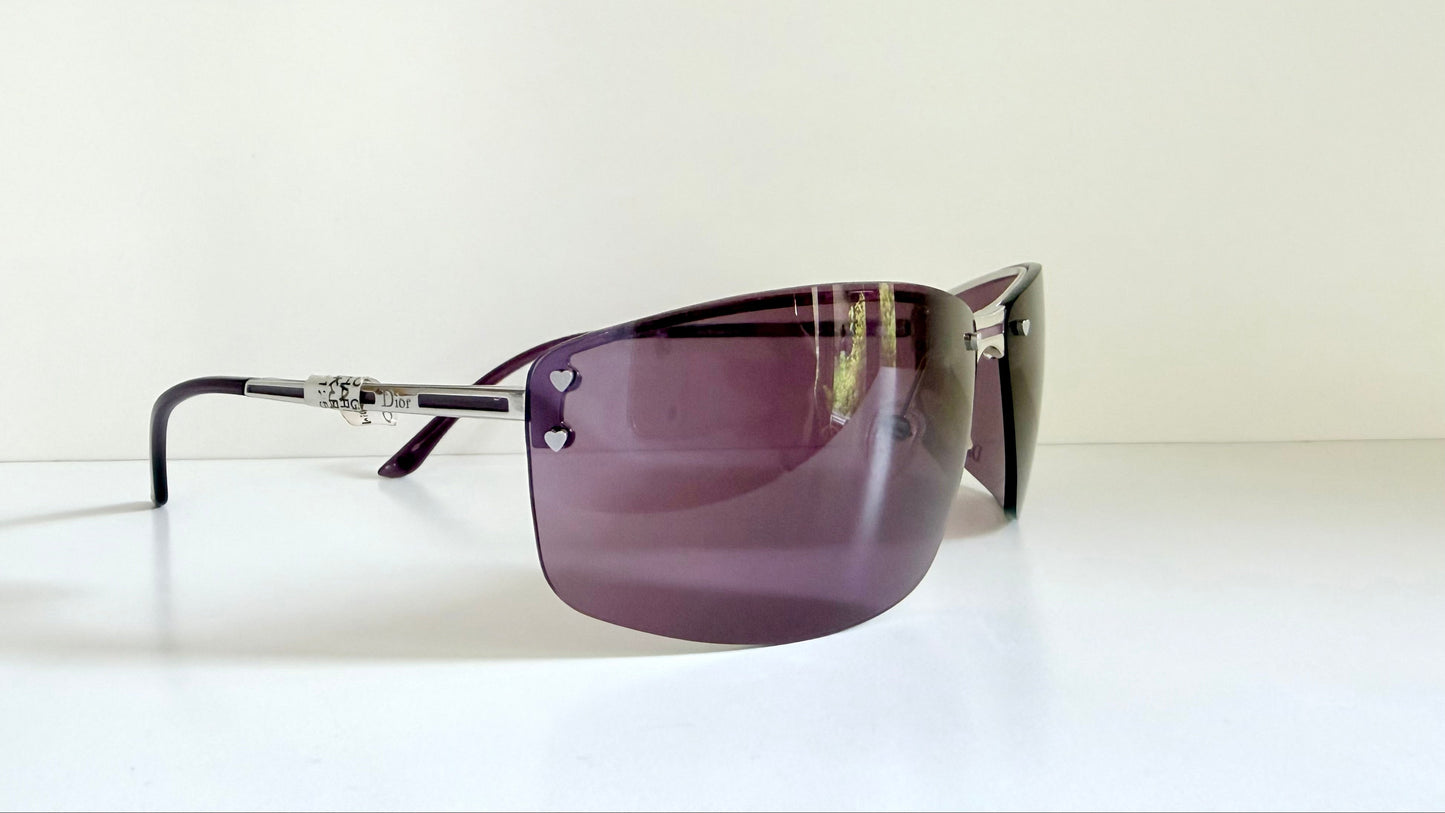Christian Dior Vintage Sunglasses - Y2K Dior Charm 1 shield purple frames NOS