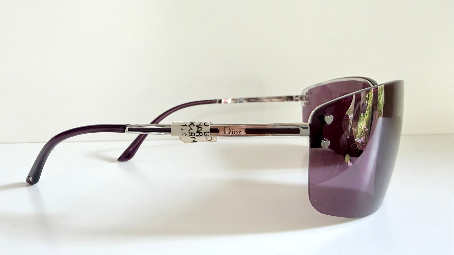 Christian Dior Vintage Sunglasses - Y2K Dior Charm 1 shield purple frames NOS
