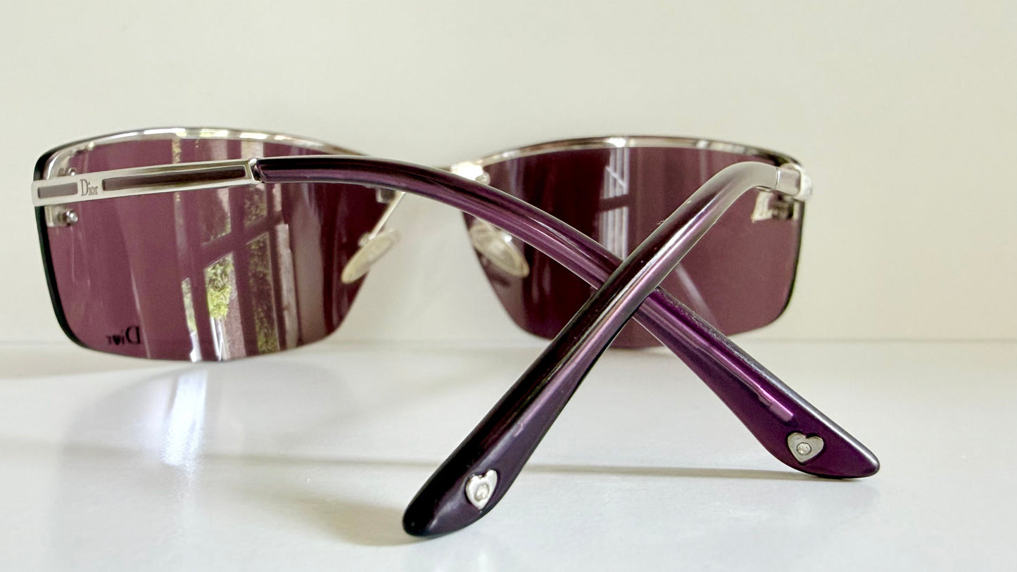 Christian Dior Vintage Sunglasses - Y2K Dior Charm 1 shield purple frames NOS