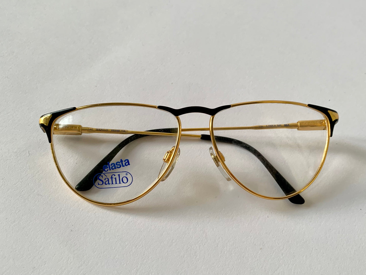 Safilo Elasta 80s vintage glasses - Golden metal and black frames