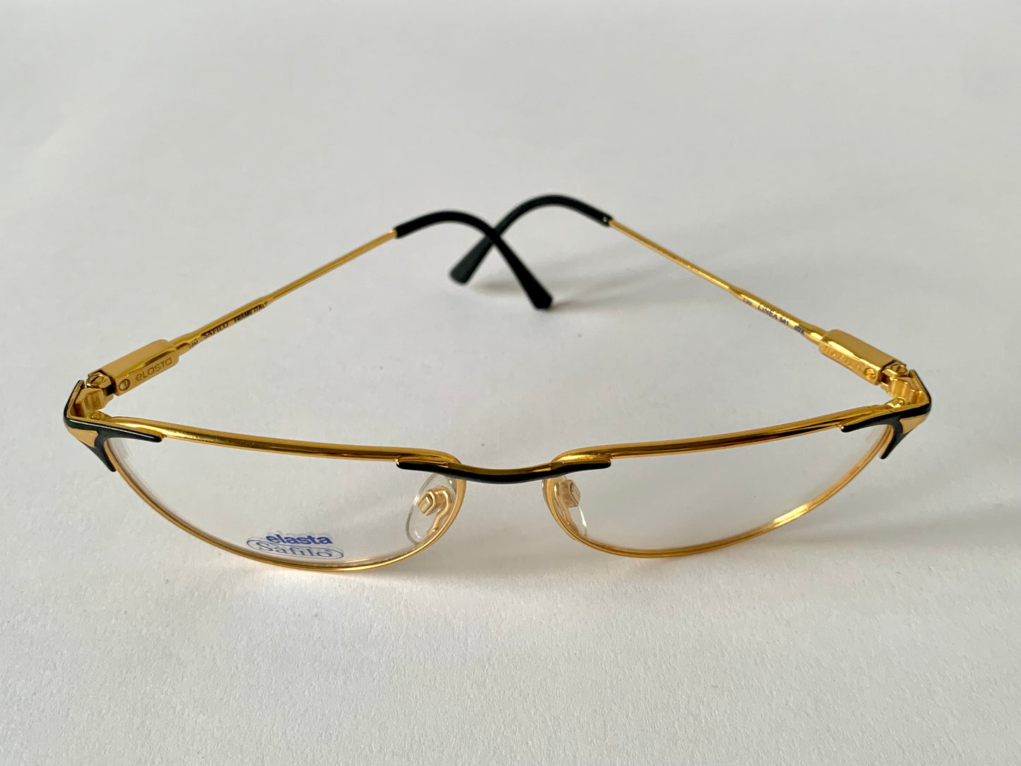 Safilo Elasta 80s vintage glasses - Golden metal and black frames