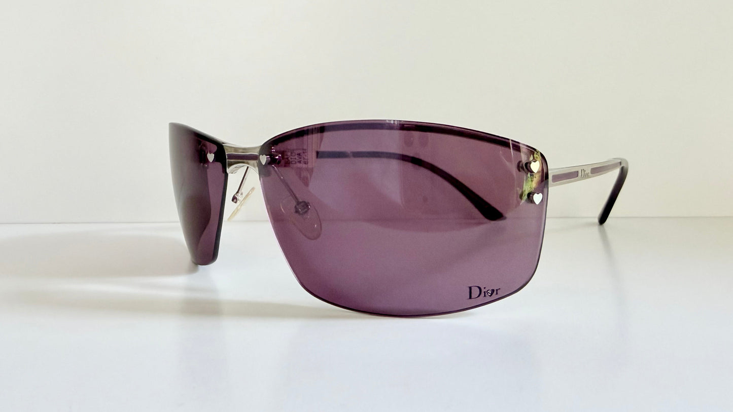 Christian Dior Vintage Sunglasses - Y2K Dior Charm 1 shield purple frames NOS