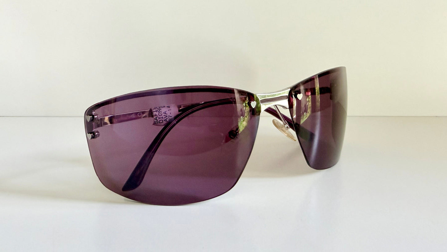 Christian Dior Vintage Sunglasses - Y2K Dior Charm 1 shield purple frames NOS