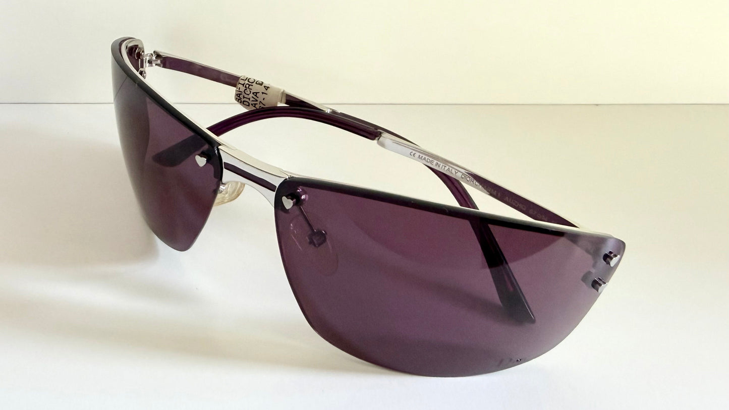 Christian Dior Vintage Sunglasses - Y2K Dior Charm 1 shield purple frames NOS