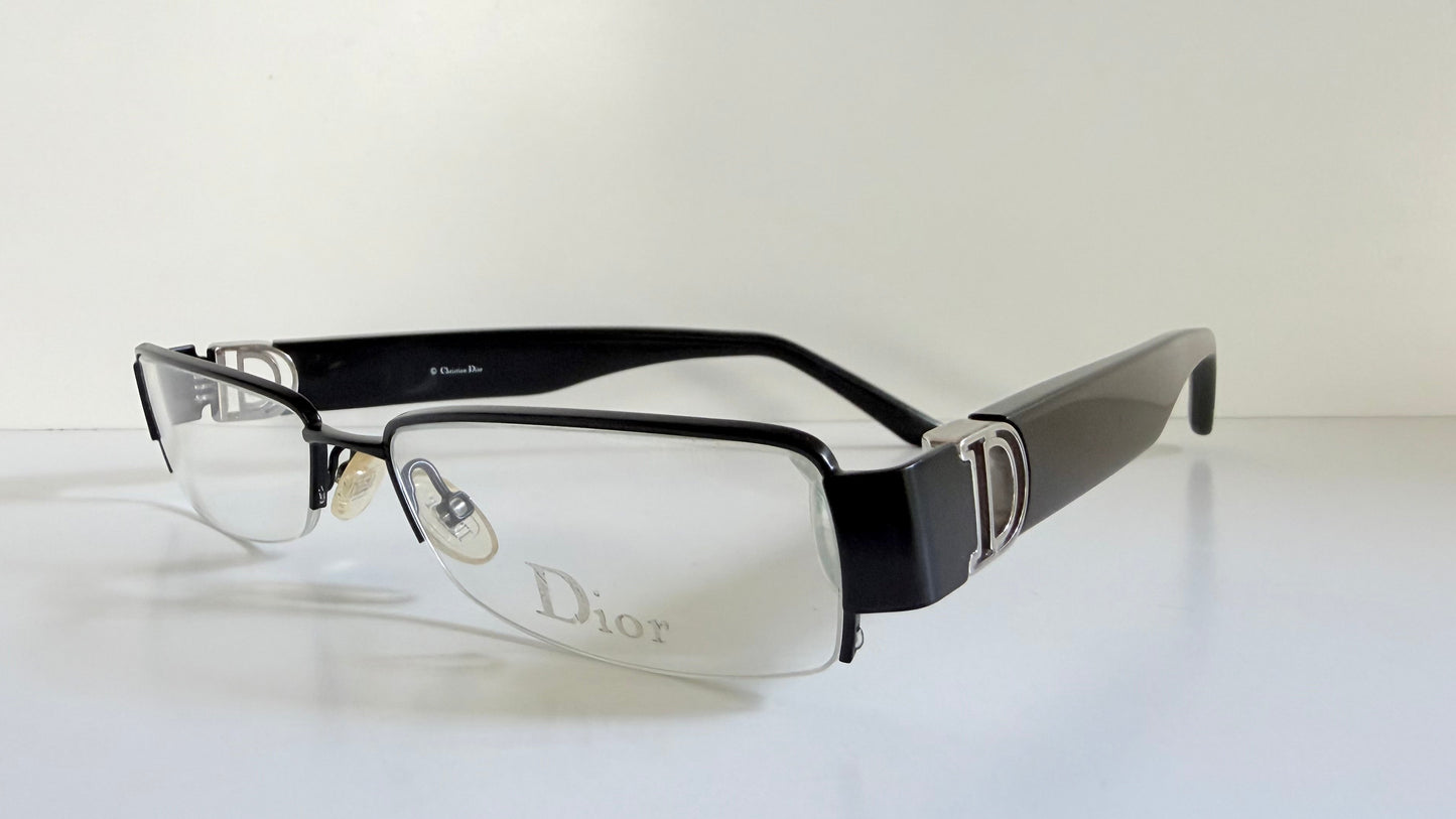Christian Dior vintage 00s glasses - silver and black Y2K rectangular frames
