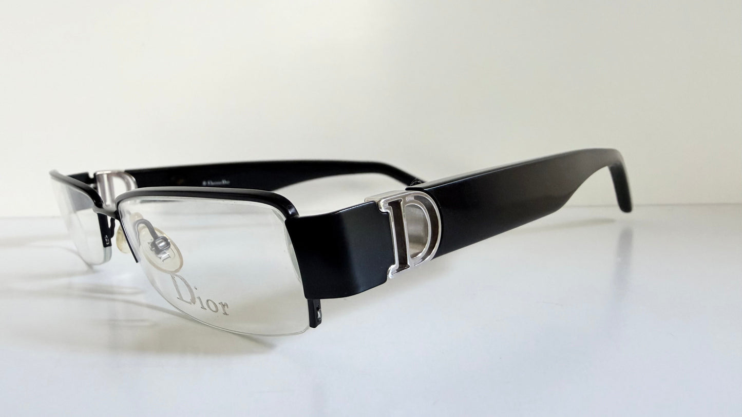 Christian Dior vintage 00s glasses - silver and black Y2K rectangular frames