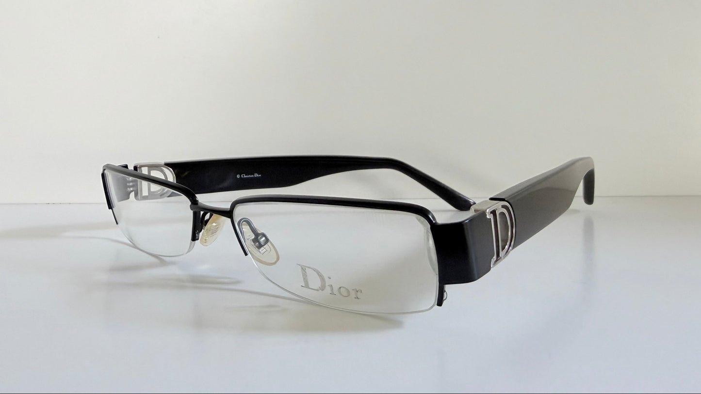 Christian Dior vintage 00s glasses - silver and black Y2K rectangular frames