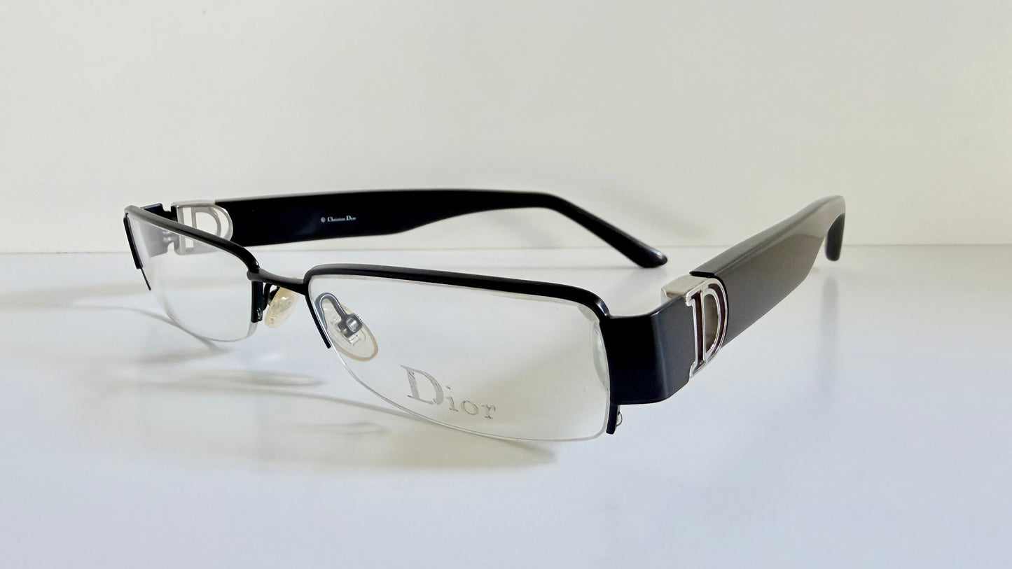 Christian Dior vintage 00s glasses - silver and black Y2K rectangular frames