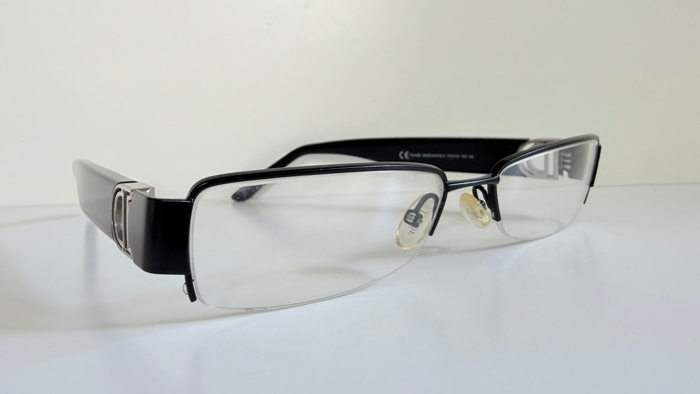 Christian Dior vintage 00s glasses - silver and black Y2K rectangular frames