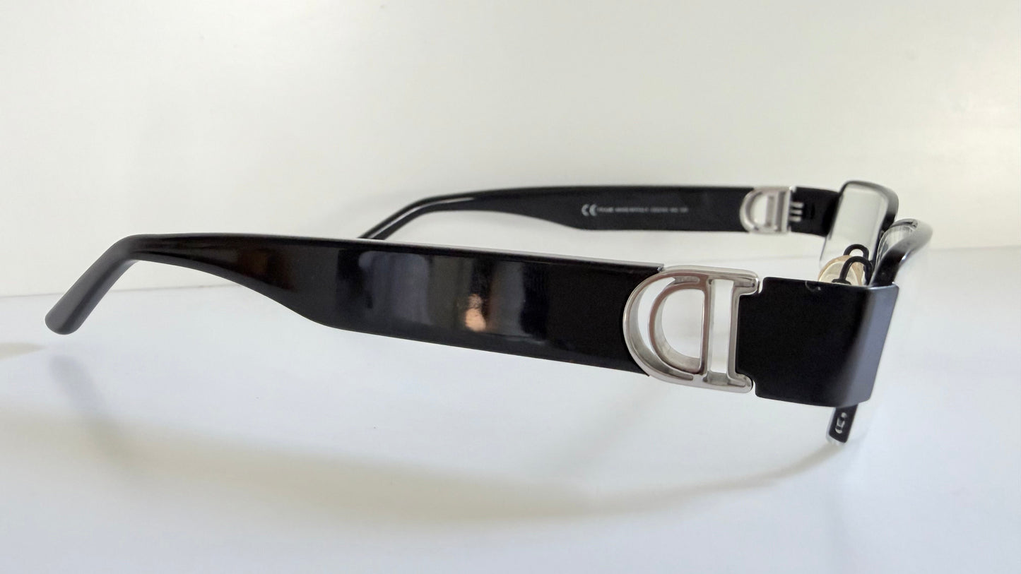 Christian Dior vintage 00s glasses - silver and black Y2K rectangular frames