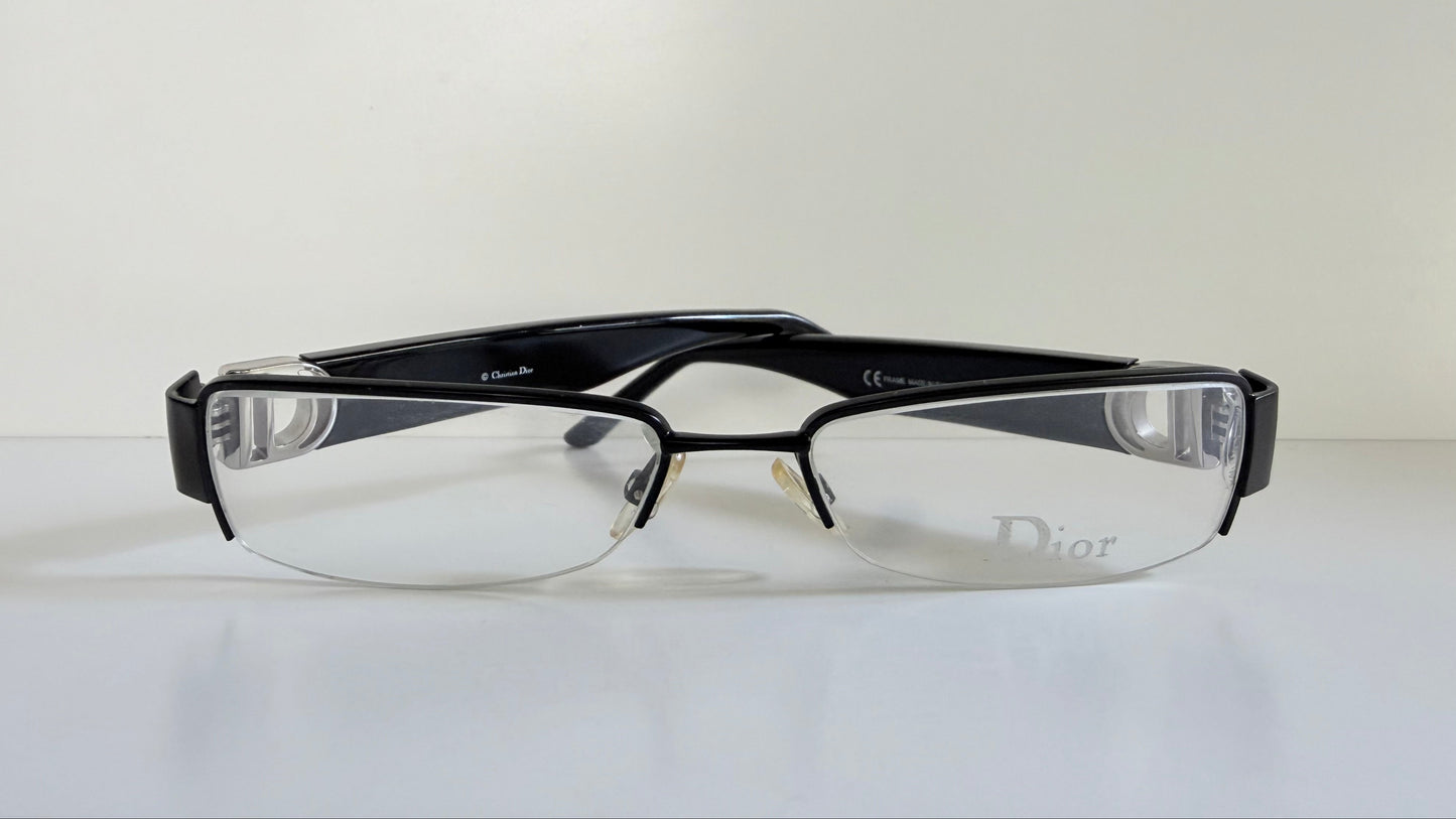 Christian Dior vintage 00s glasses - silver and black Y2K rectangular frames