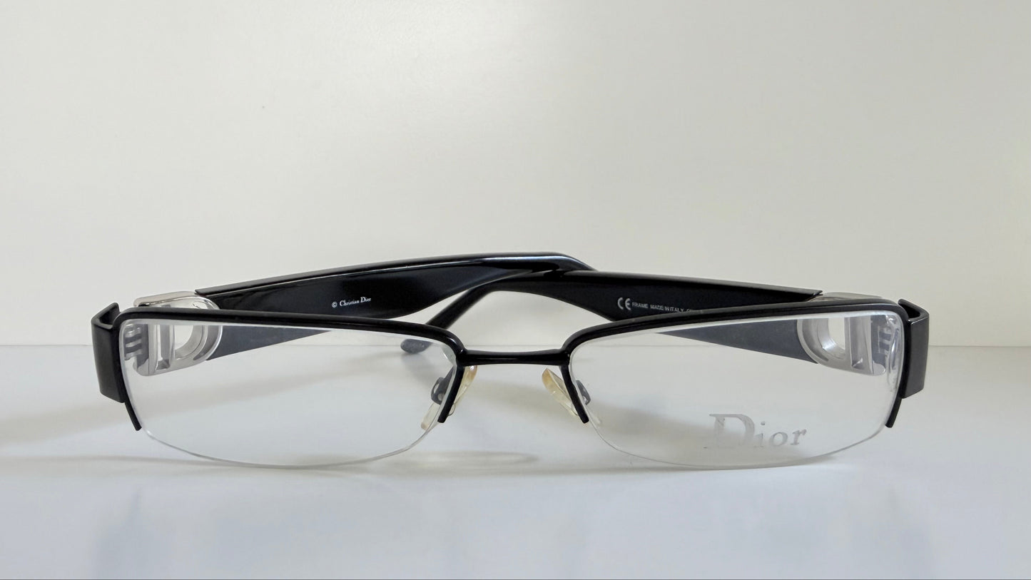 Christian Dior vintage 00s glasses - silver and black Y2K rectangular frames