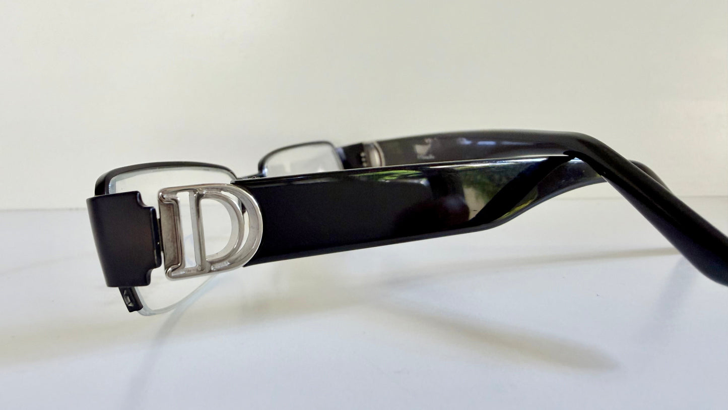 Christian Dior vintage 00s glasses - silver and black Y2K rectangular frames