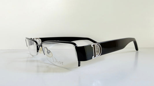 Christian Dior vintage 00s glasses - silver and black Y2K rectangular frames