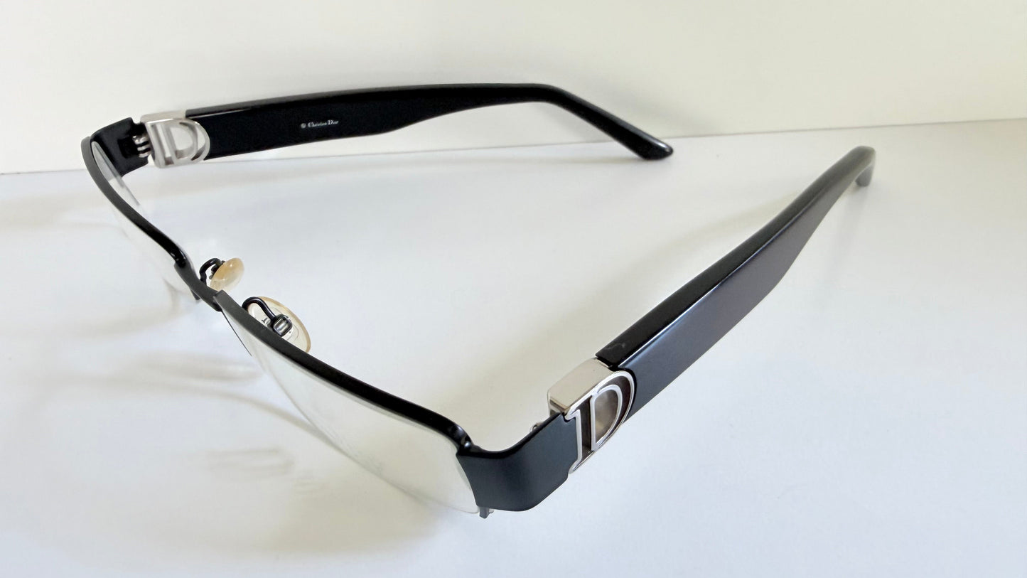 Christian Dior vintage 00s glasses - silver and black Y2K rectangular frames