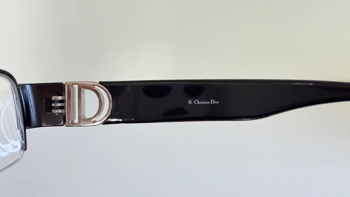 Christian Dior vintage 00s glasses - silver and black Y2K rectangular frames