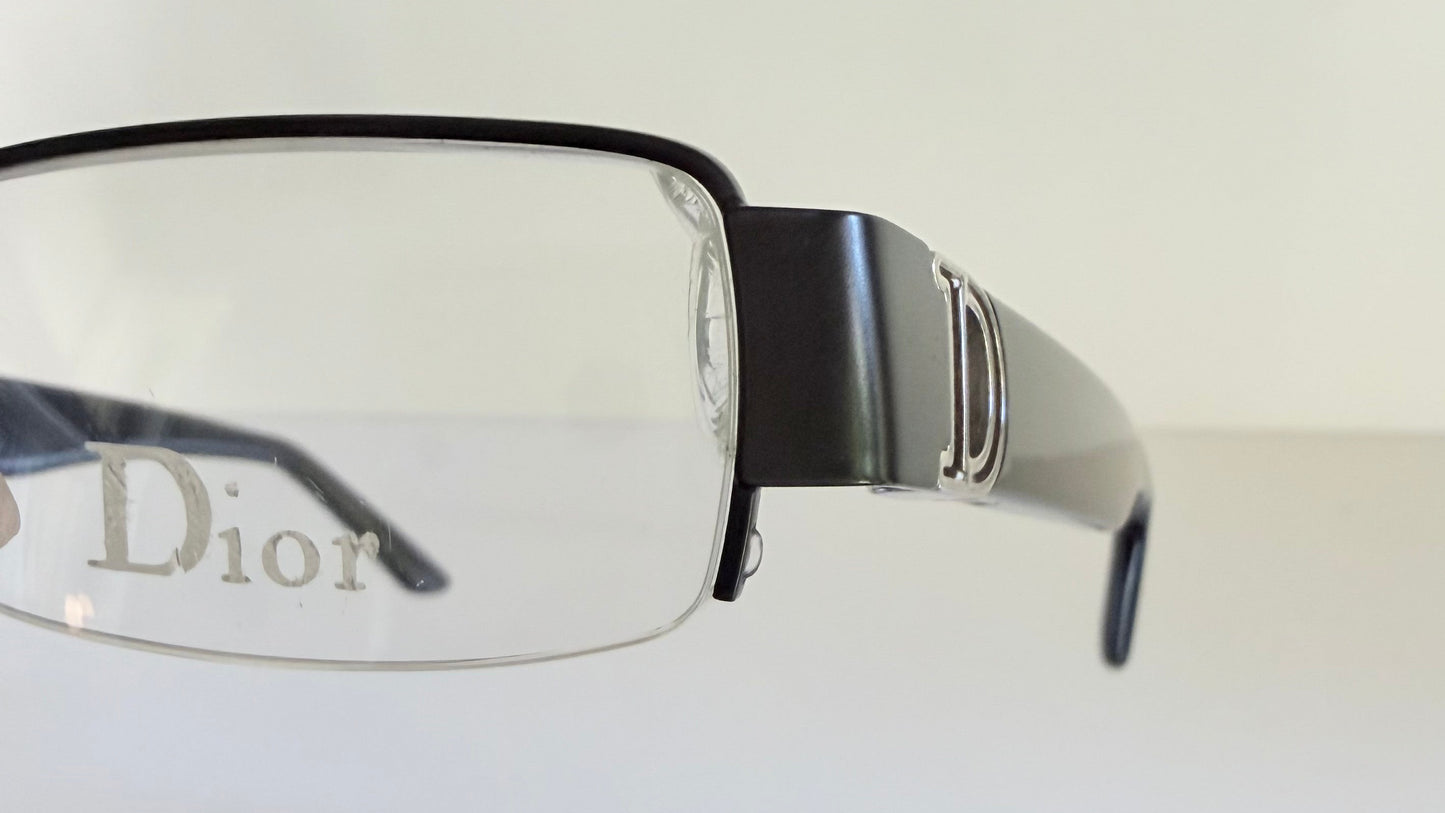Christian Dior vintage 00s glasses - silver and black Y2K rectangular frames