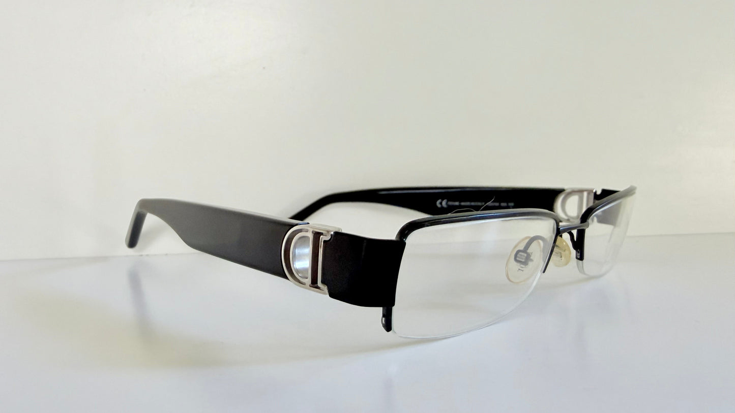 Christian Dior vintage 00s glasses - silver and black Y2K rectangular frames