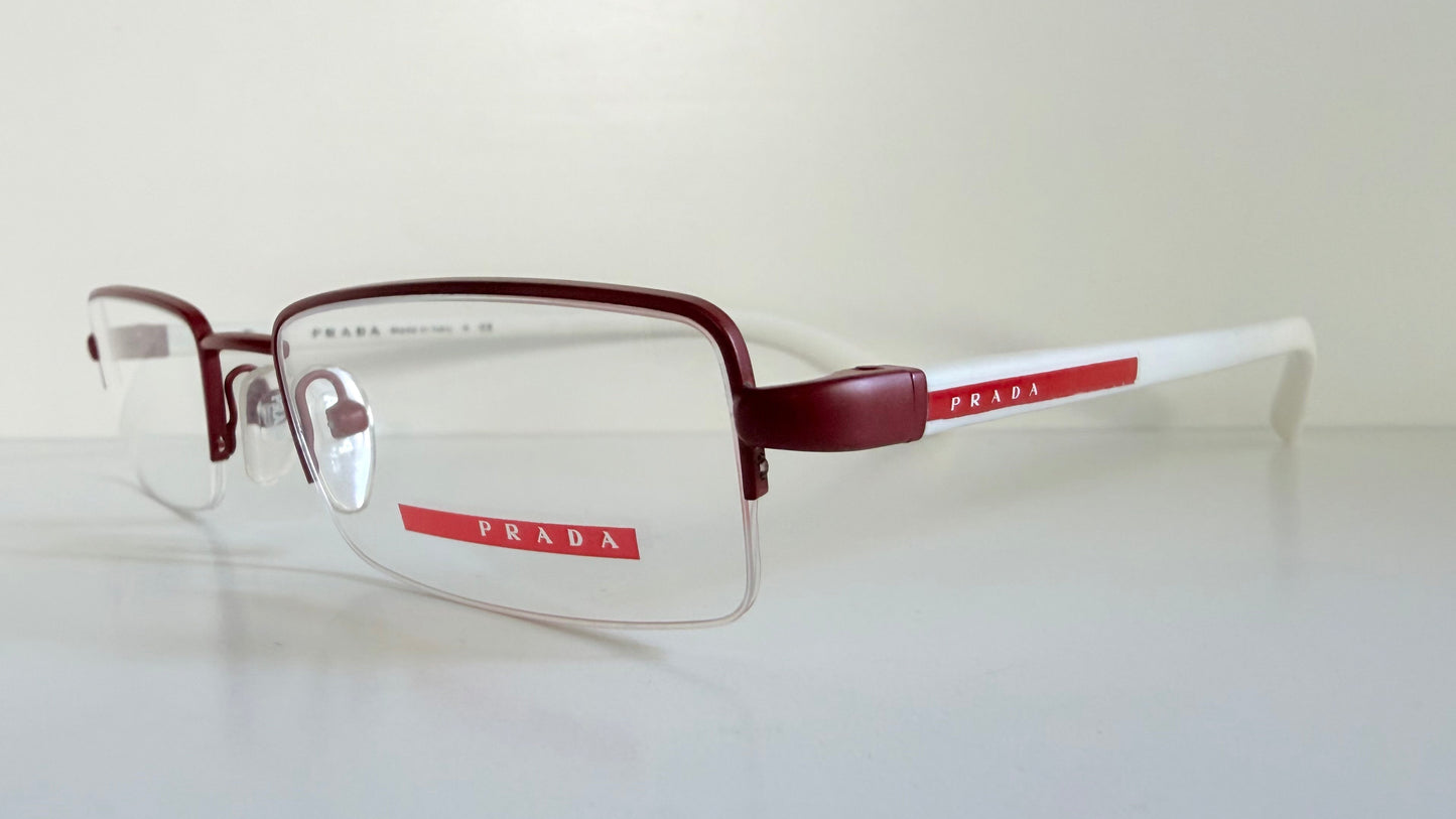 Prada vintage 00s eyeglasses - Y2K rimless white and red frames