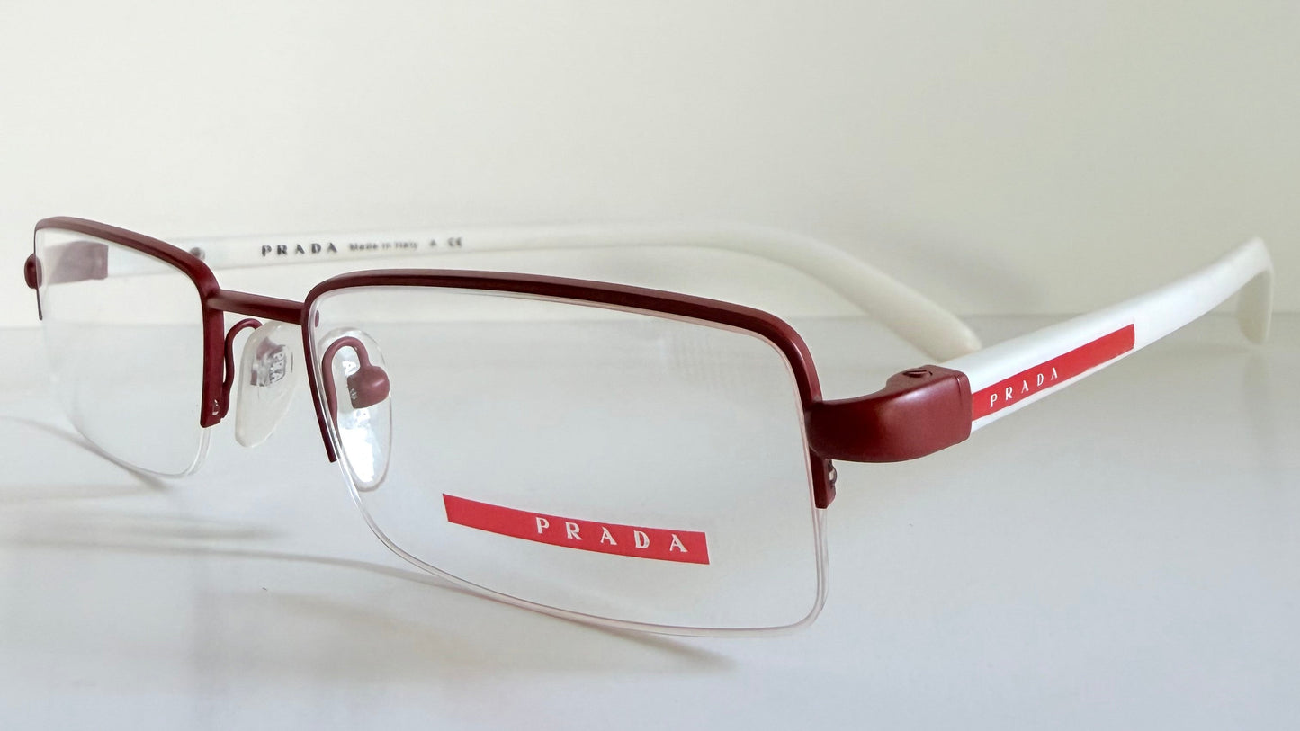 Prada vintage 00s eyeglasses - Y2K rimless white and red frames