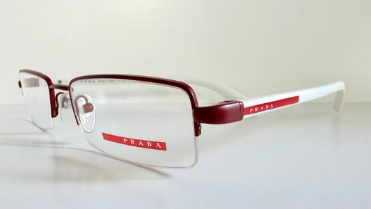 Prada vintage 00s eyeglasses - Y2K rimless white and red frames