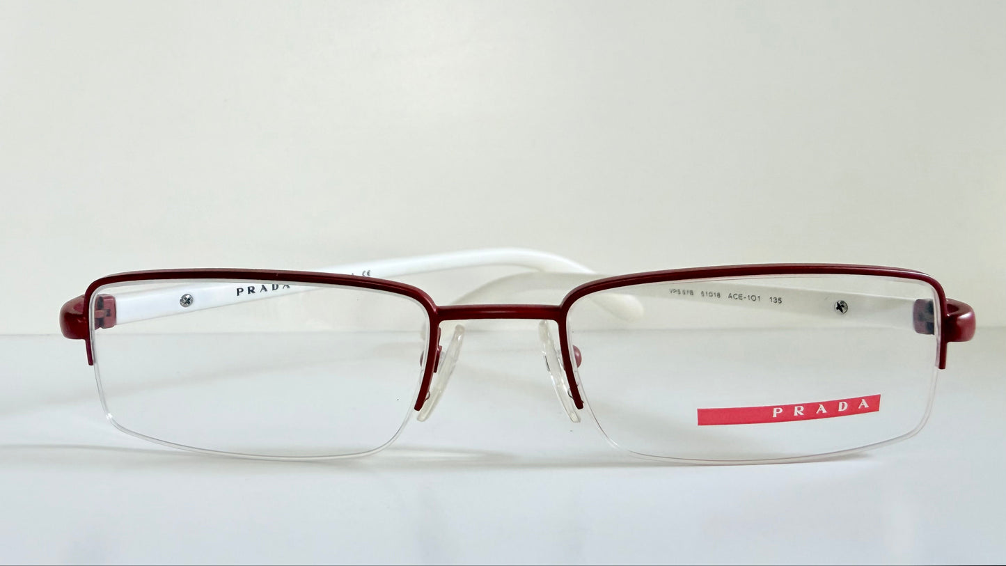 Prada vintage 00s eyeglasses - Y2K rimless white and red frames