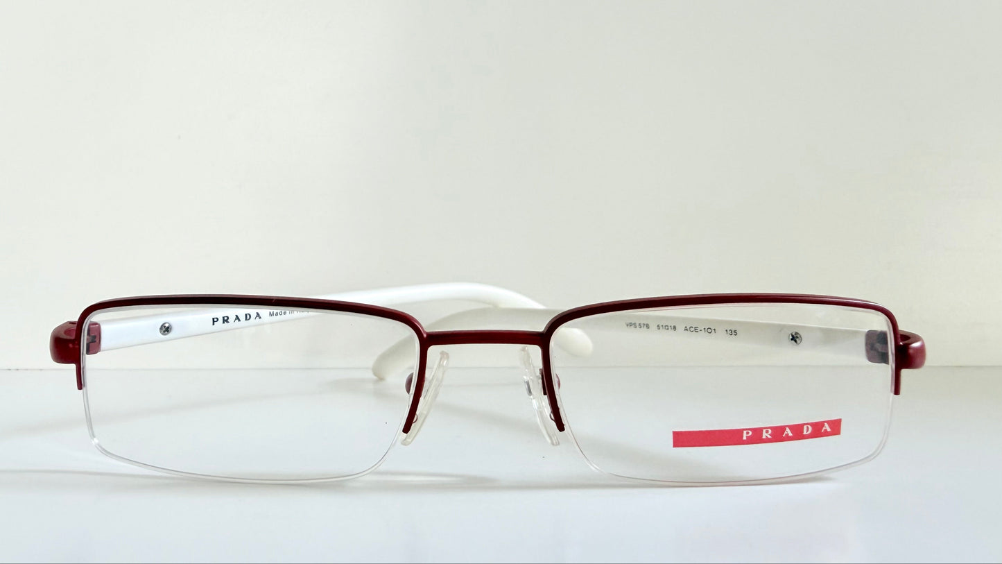 Prada vintage 00s eyeglasses - Y2K rimless white and red frames