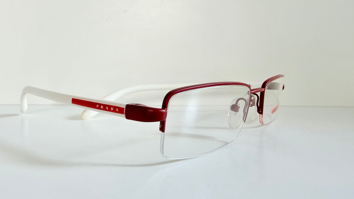 Prada vintage 00s eyeglasses - Y2K rimless white and red frames