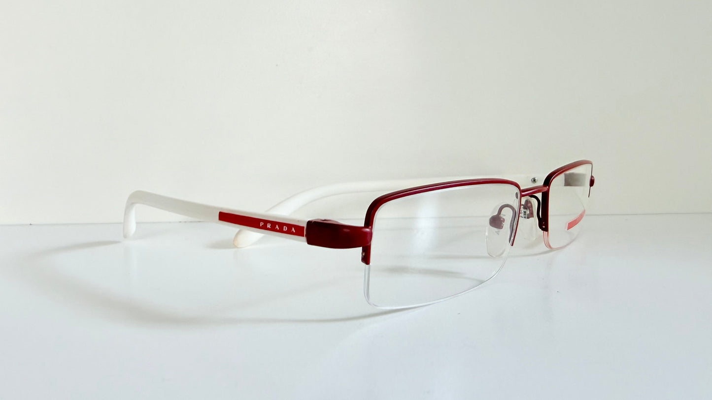 Prada vintage 00s eyeglasses - Y2K rimless white and red frames